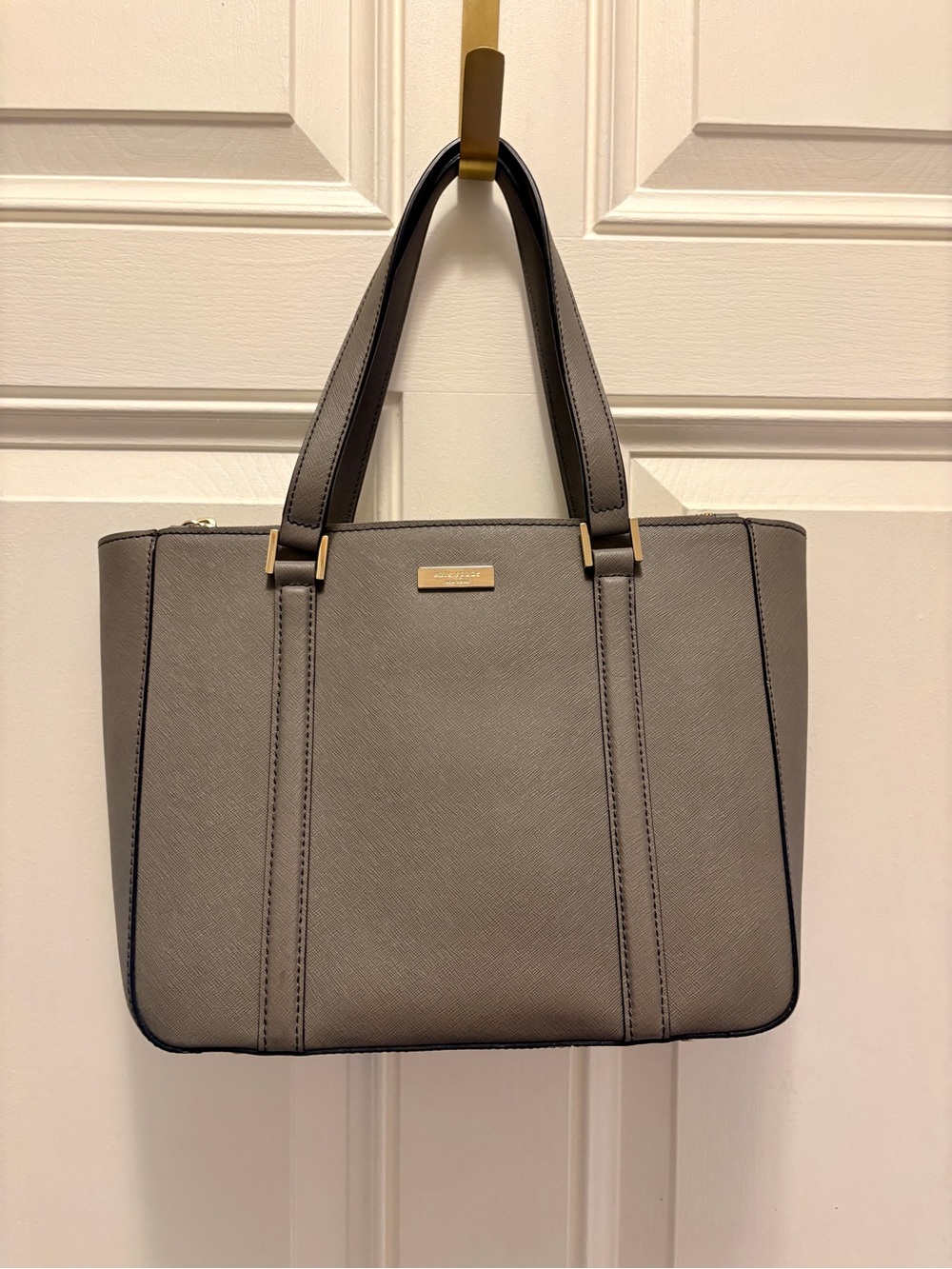 Kate Spade Structured Leather Satchel Grey